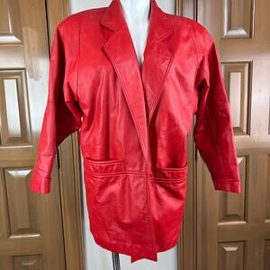 Vintage Toffs Red Leather Jacket 1980s Size small